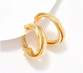 UltraFine 950 Silver Gold Tone Omega Back Wrapped 1 1/8" Hoops